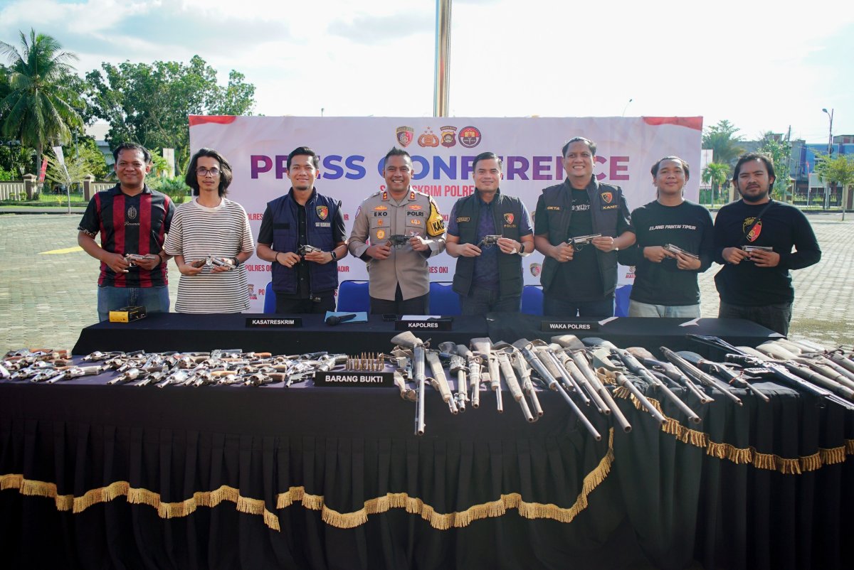 77 Senjata Api Rakitan Diserahkan Warga, Polres OKI Amankan 3 Pelaku di Pekan Pertama Ops Senpi Musi 2026